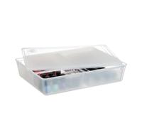 Relaxdays Caja de almacenaje con 3 compartimentos transparente