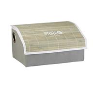 Relaxdays Caja de almacenaje con Tapa, Almacenamiento de Juguetes, Organizador con Asas, Vintage, Bambú, Verde