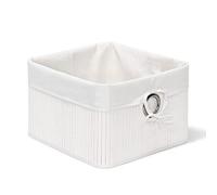 Relaxdays Cajas de almacenaje de bambú sin tapa blanco,plata