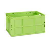 Relaxdays Caja de Almacenaje Plegable 60 L, Plástico, Verde, 31.5 x 58.5 x 40 cm