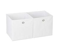Relaxdays Set de 2 cestas plegables de tela cuadradas 30x30x30 cm blancas