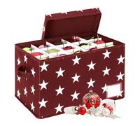 Relaxdays Caja de almacenamiento para bolas navideñas, 30 bolas, roja | 26,5 x 42,5 x 26 cm, poliéster, cartón