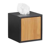 Relaxdays Caja de pañuelos negra marrón claro,negro