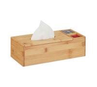 Relaxdays Caja de bambú rectangular para pañuelos marrón claro