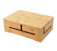 Relaxdays Caja de Cables de bambú, gestión y ventilación, 11 x 32 x 22 cm, Natural