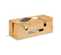 Relaxdays Caja de cables de bambú marrón claro