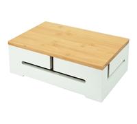 Relaxdays Caja bambú cables tapa magnética blanco,marrón claro