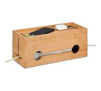 Relaxdays Caja de cables de bambú marrón claro