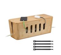 Relaxdays Caja de cables de bambú marrón claro