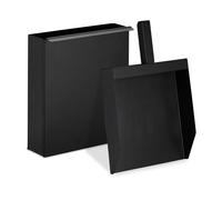 Relaxdays Caja de cenizas con recogedor negro negro