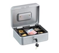 Relaxdays Caja de dinero con cerradura plata