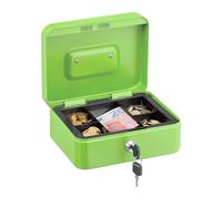 Relaxdays Caja de dinero con cerradura verde,plata
