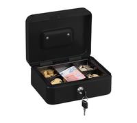 Relaxdays Caja de dinero con cerradura negro,plata