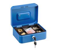 Relaxdays Caja de dinero con cerradura azul,plata
