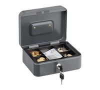 Relaxdays Caja de dinero con cerradura plata,gris