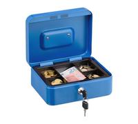Relaxdays Caja de dinero con cerradura azul,plata