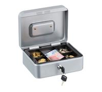 Relaxdays Caja de dinero con cerradura plata