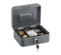 Relaxdays Caja de dinero con cerradura plata,gris