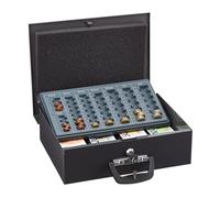 Relaxdays Caja de Dinero con Contador de Monedas, Cerradura con Llaves, de Hierro, 11,5 x 36 x 28,5 cm, Gris