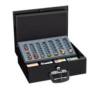 Relaxdays Caja dinero con contador de monedas euro negro,plata