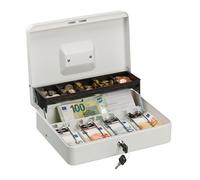 Relaxdays Caja de dinero con llave blanco,plata