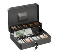 Relaxdays Caja de dinero con llave plata,gris