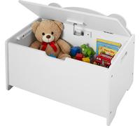 Relaxdays Cofre para juguetes con tapa, diseño oso blanco