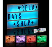 Relaxdays Caja de Luz Led con 85 Letras y Símbolos Cambio de Color, Plástico, Blanco, 22 x 30 x 4,5 cm