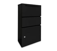 Caja de paquetes Relaxdays, tapa abatible, 4 llaves, 82 x 44 x 22 cm, hierro, buzón independiente, negro