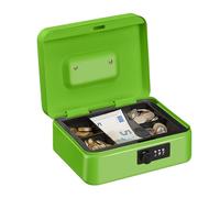 Relaxdays Caja de dinero con cierre de combinación verde,negro,plata