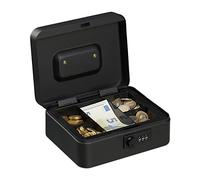 Relaxdays Caja de dinero con cierre de combinación negro,plata