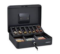 Relaxdays Caja gris para dinero euros con 2 llaves antracita,gris