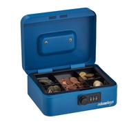 Relaxdays Caja dinero con cierre de combinación azul,negro,plata