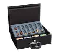 Relaxdays Caja dinero con contador de monedas euro negro,plata