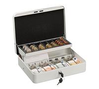 Relaxdays Caja dinero con bandeja monedas de euro blanco,plata