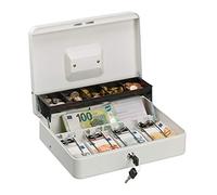 Relaxdays Caja de dinero con llave blanco,plata