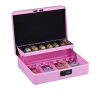 Relaxdays Caja dinero euros con clave numérica rosa,negro,plata