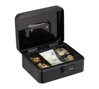 Relaxdays Caja para dinero combinación numérica negro,plata