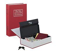 Relaxdays Caja Fuerte de Acero camuflada como Diccionario inglés, con 2 Llaves, 24 x 15,5 x 5,5 cm, Color Rojo