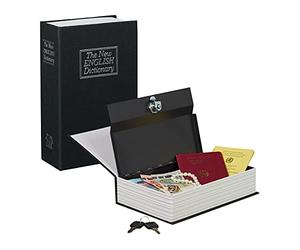 Relaxdays Caja Fuerte de Acero camuflada como Diccionario inglés, con 2 Llaves, 24 x 15,5 x 5,5 cm, Color Negro