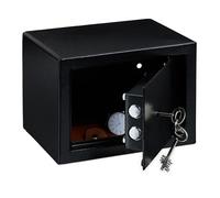 Relaxdays Caja Fuerte de Pared, 2 Llaves, Cerradura de Doble Cerrojo, Empotrable en Suelo o Muebles, 17x23x17 cm, Negro