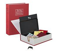 Relaxdays Caja Fuerte Libro con Candado, Acero, Rojo, 27 x 20 x 6.5 cm