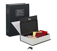 Relaxdays Caja Fuerte Libro con Cerradura Combinación, Acero, Negro, 27 x 20 x 6.5 cm