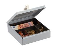 Relaxdays Caja fuerte pequeña con llave negro,plata,gris