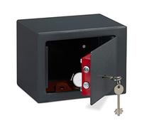 Relaxdays Caja fuerte pequeña con llave antracita