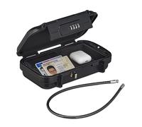 Relaxdays Caja Fuerte Portátil, Cajita Seguridad con Código Numérico, Coche o Viajes, Impermeable, 5,5x24x15 cm, Negro