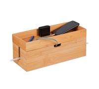 Relaxdays Caja organizadora de cables de bambú marrón claro