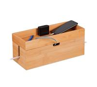 Relaxdays Caja organizadora de cables de bambú marrón claro