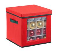 Relaxdays Caja organizadora para adornos Navidad blanco,verde oscuro,rojo