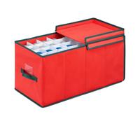 Relaxdays Caja organizadora para adornos Navidad verde oscuro,rojo